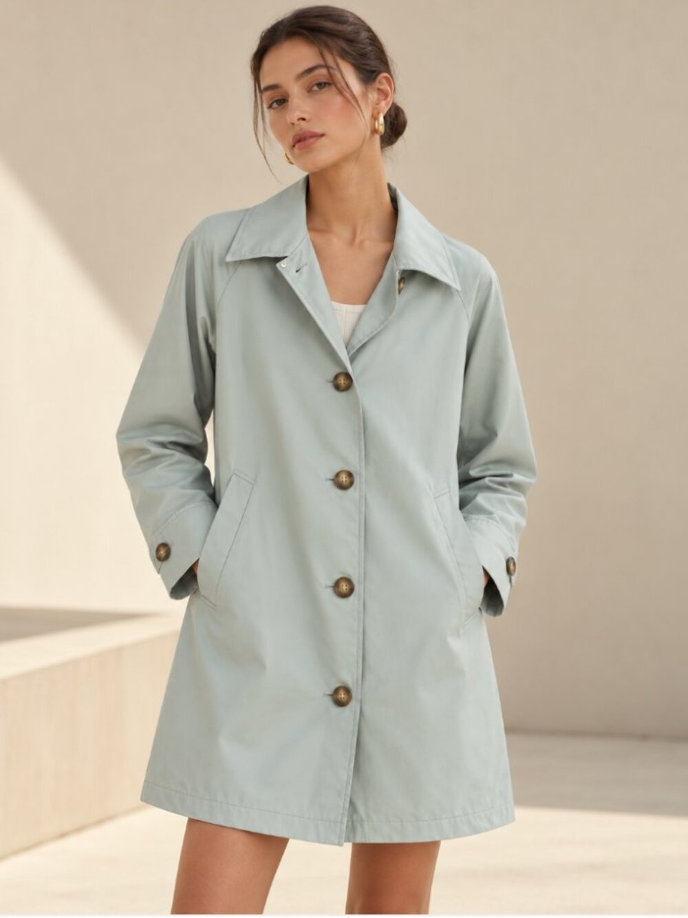 Reformation Blue Lightweight Raincoat Trench Jacket Size M